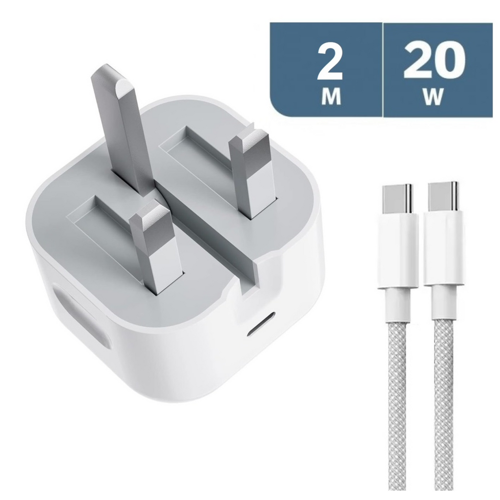 Apple 20W Fast Charger for iPhone 15 / 16 & iPad with 2M USB-C Cable