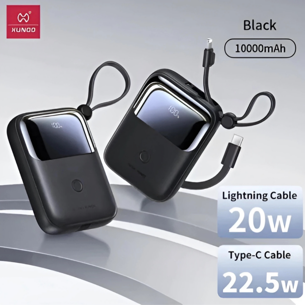 10000mAh Mini PowerBank with Dual Cables-XUNDO XDCH-059