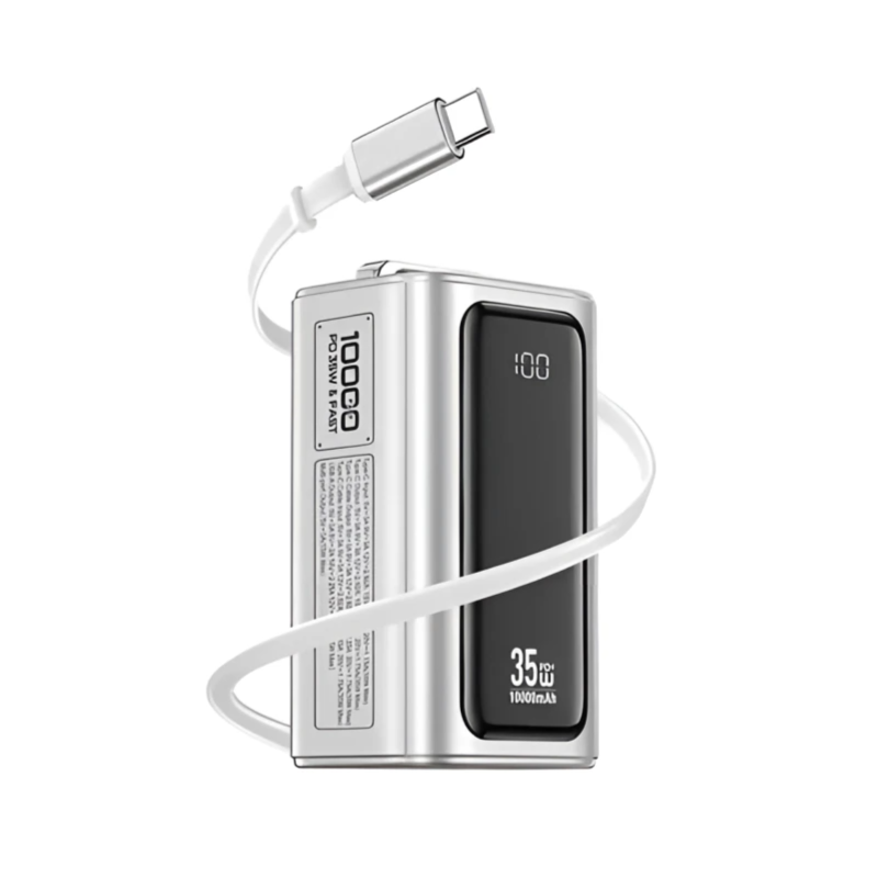 35W 10000mAh Power Bank with Built-in USB-C Cable-XUNDO XDPB-007