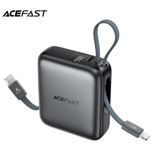 Fast Charging Power Bank 10000 mAh (Built-in Usb-C and Lightning Cable) - Acefast M23