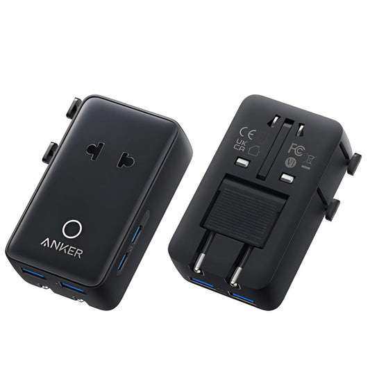 Anker travel adapter Qatar A9215311 black front view