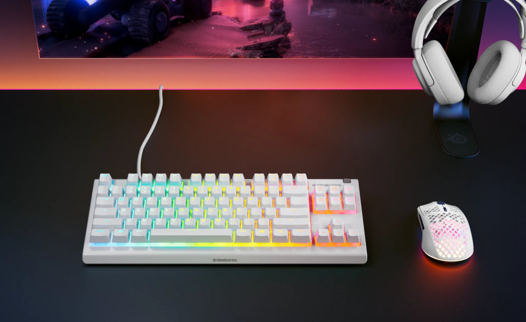 SteelSeries Apex 3 TKL US Gaming Keyboard – Black & White