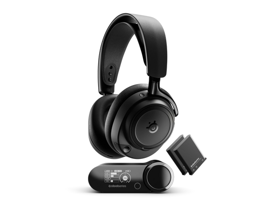 Black and Sage Gold SteelSeries Arctis Nova Elite wireless headset Qatar