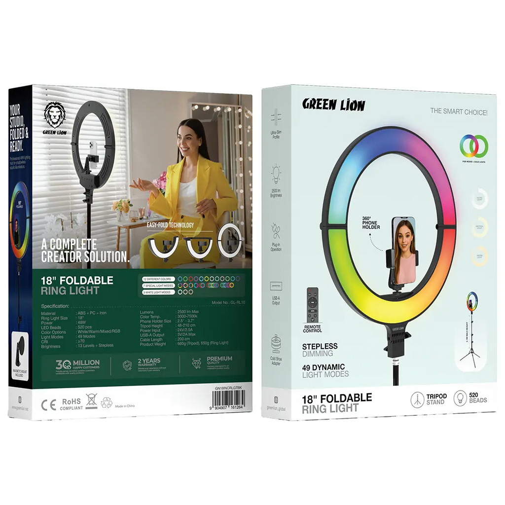 Green Lion 48W foldable ring light Qatar with 49 lighting modes and RGB colours
