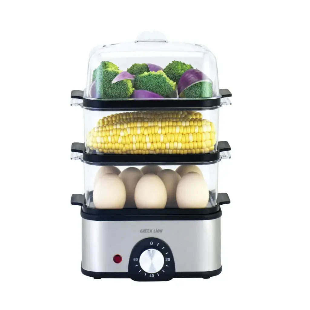 Green Lion 3-Tier Egg Cooker and Vegetable Steamer grey 16 egg capacity Qatar