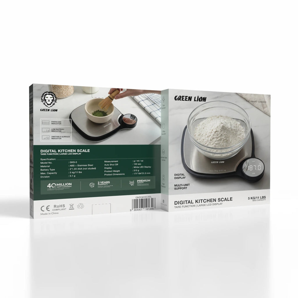 Green Lion silver kitchen weighing scale with white LED display Qatar