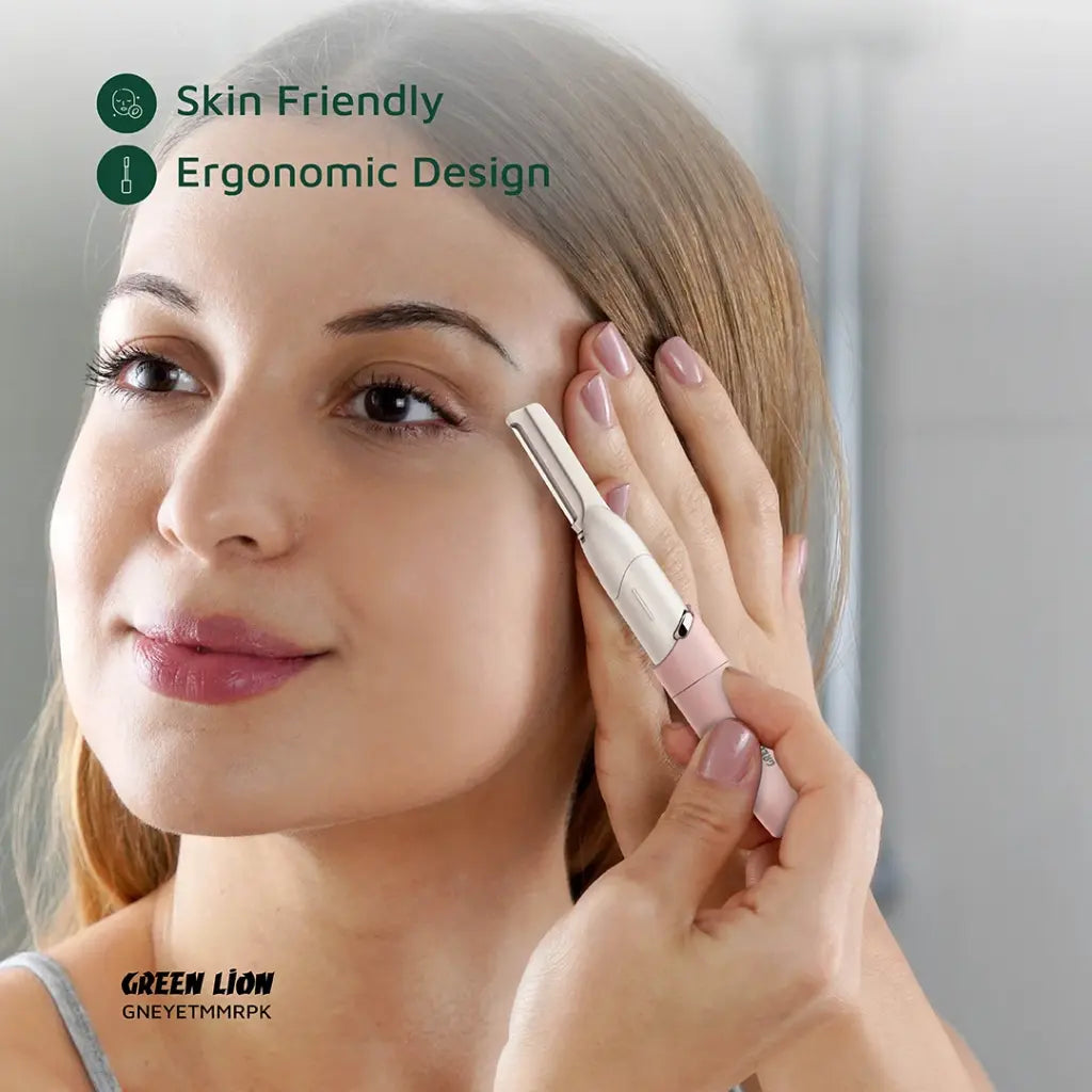 Green Lion eyebrow hair trimmer Qatar showing the stainless steel trimming blade