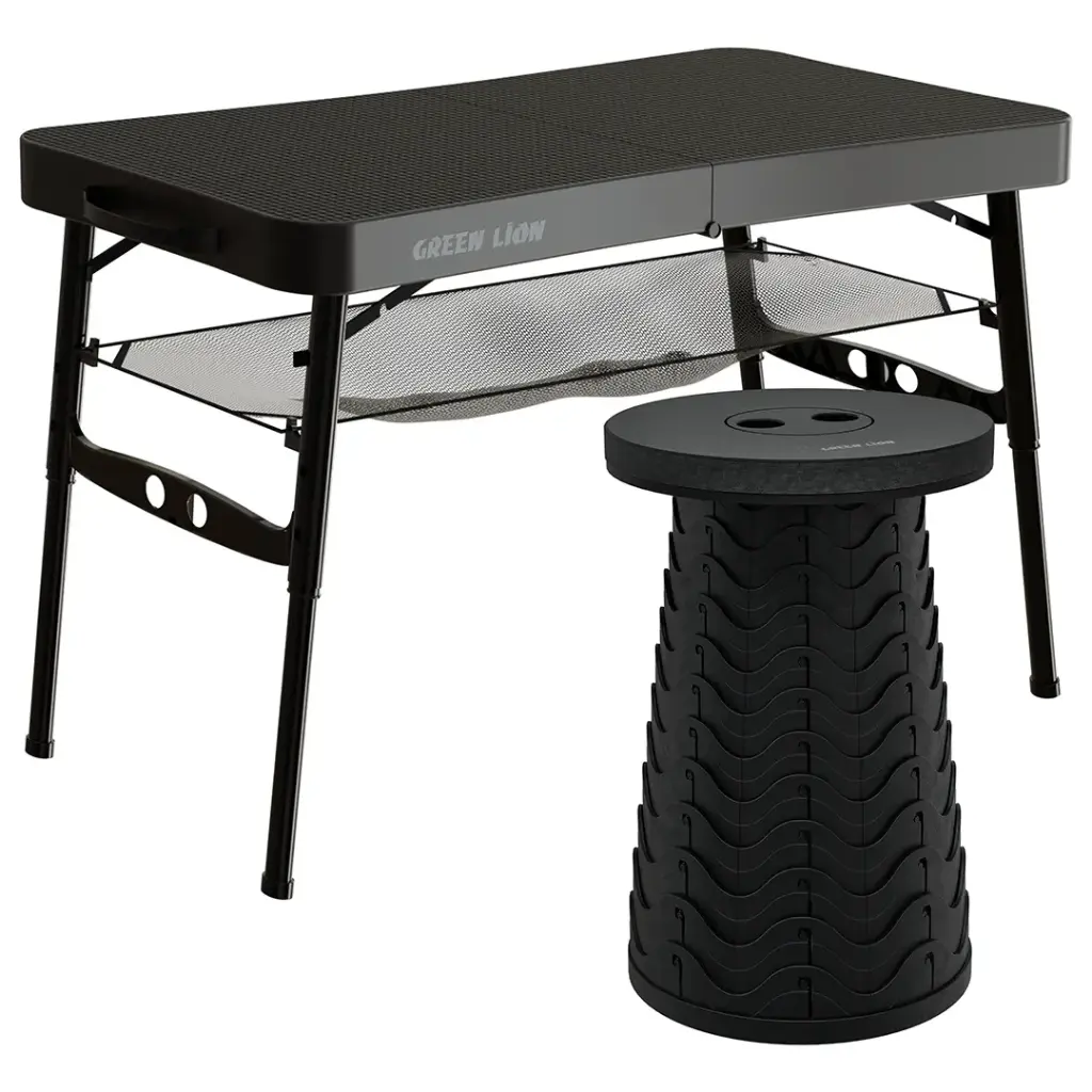 Green Lion foldable camping table and stool set black GNCT6FTBSTBK Qatar