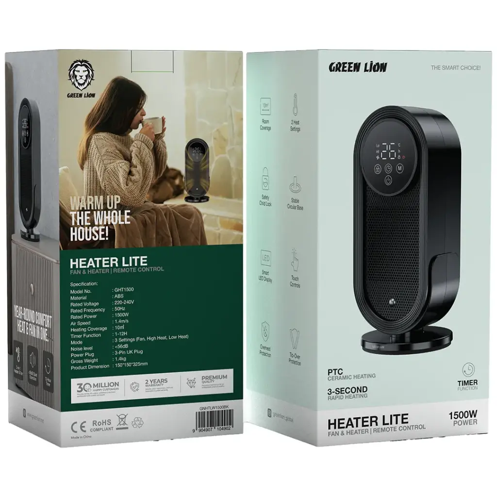 Buy Green Lion fan heater Qatar with remote control and LED display