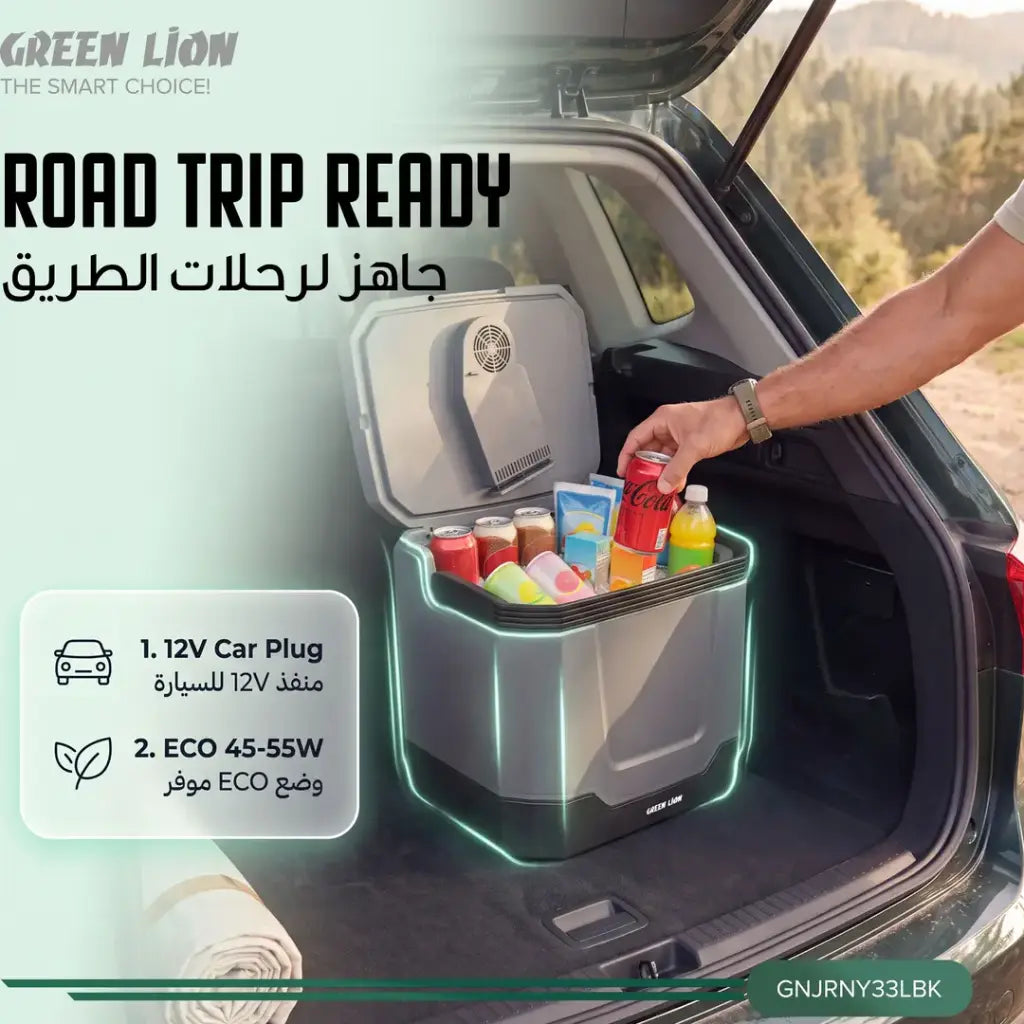 Green Lion Journey portable cooler with built-in Bluetooth speaker and USB-A output Qatar