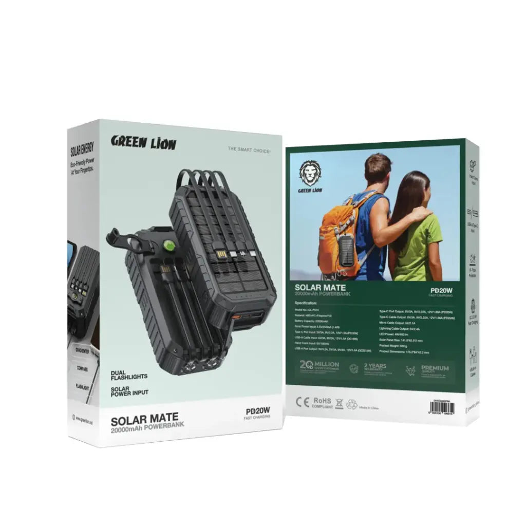 Green Lion solar power bank 20000mah Qatar outdoor usage charging