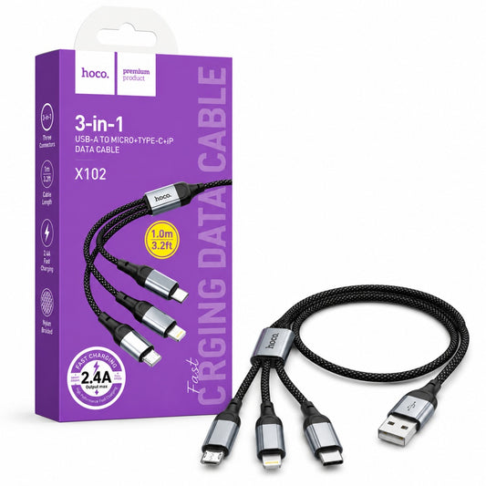 HOCO X102 3-in-1 charging cable Qatar