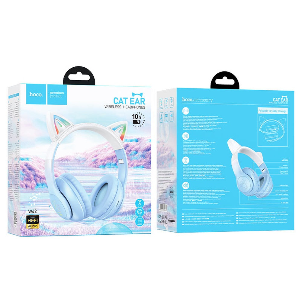 HOCO W42 Cat Ears Wireless & Wired Bluetooth Headphones with RGB Lights
