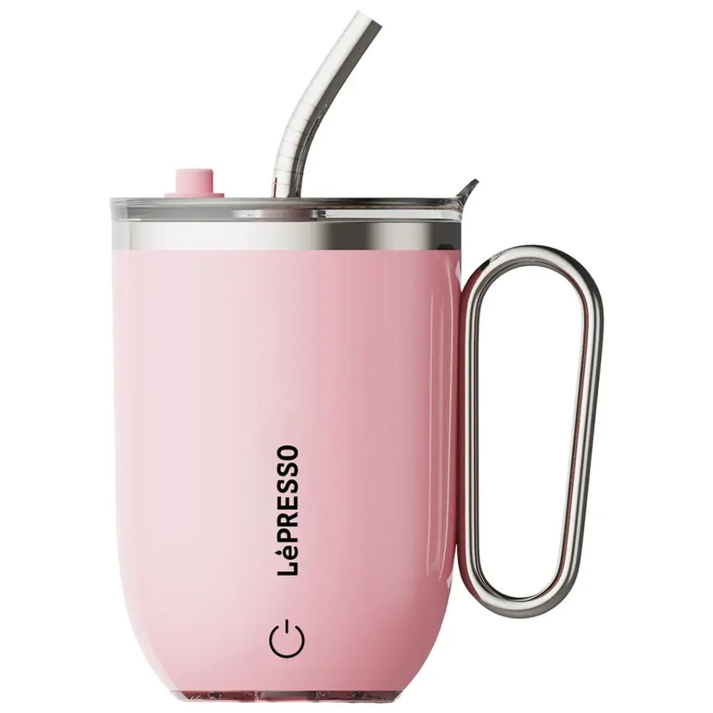 LePresso Sip Spin Magnetic Auto Stirring Mug with Touch Button 420ml - Pink