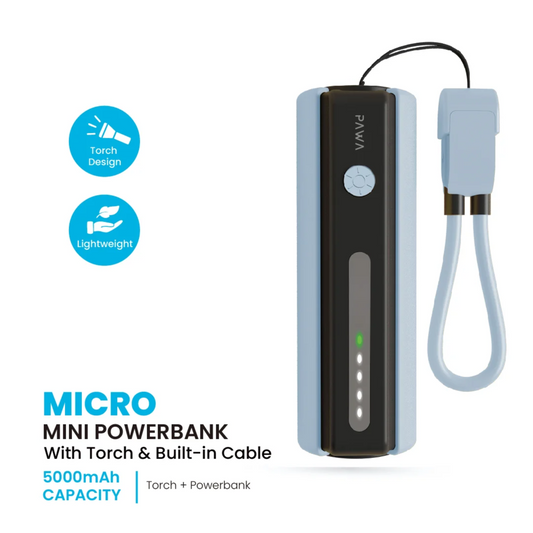 Pocket power bank Qatar with built in cable and torch