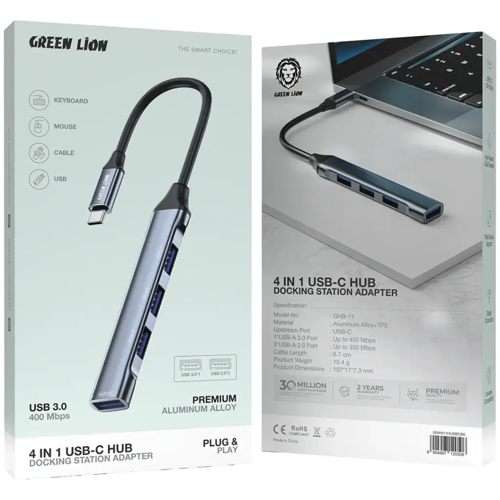 Porodo USB-C multi-port adapter Qatar showing its compact black design