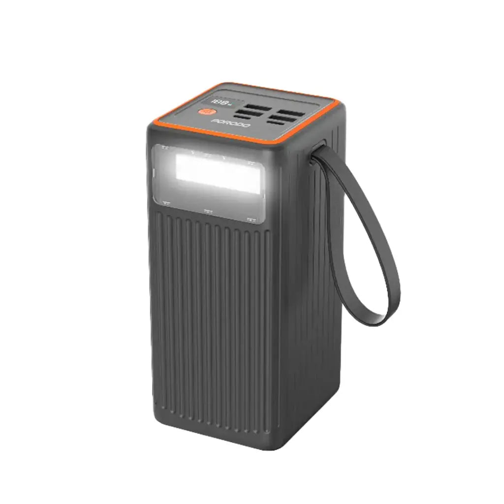 buy 60000mah power bank Qatar black Porodo power bank front view