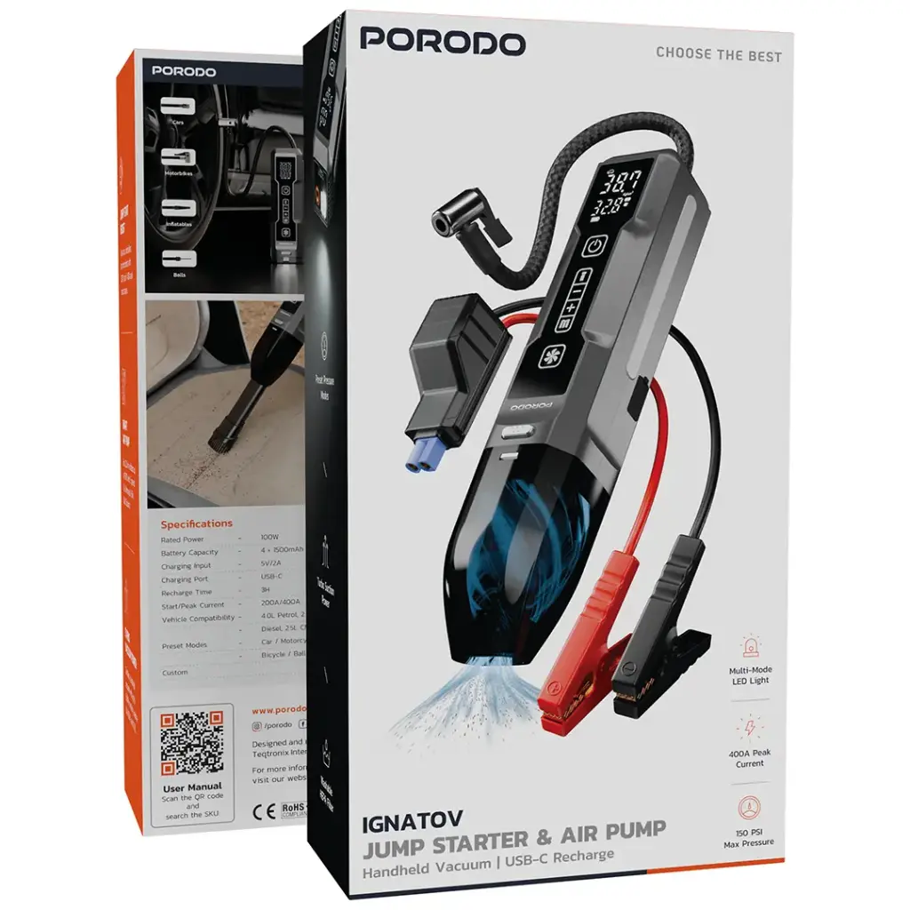 buy jump starter Qatar Porodo Ignatov with LED light