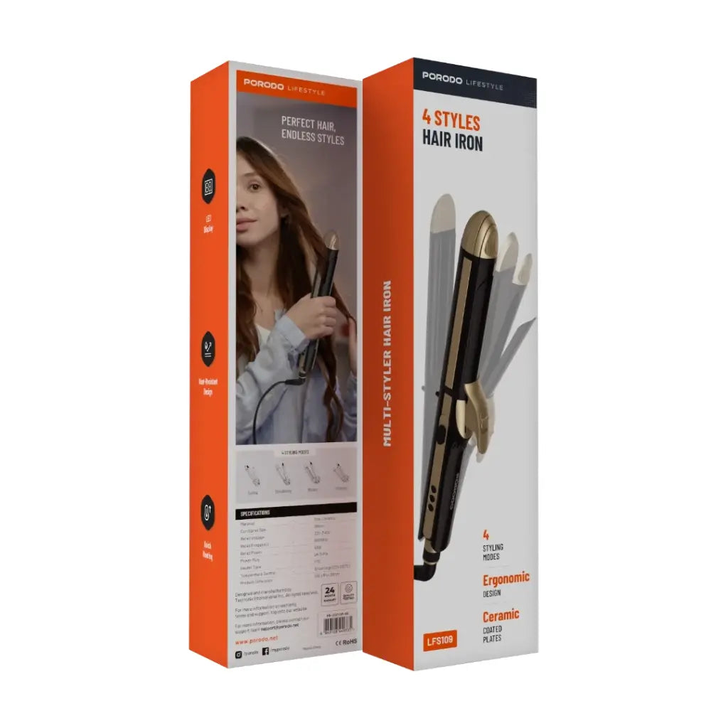 Porodo Lifestyle hair straightener and curler with LED display Qatar