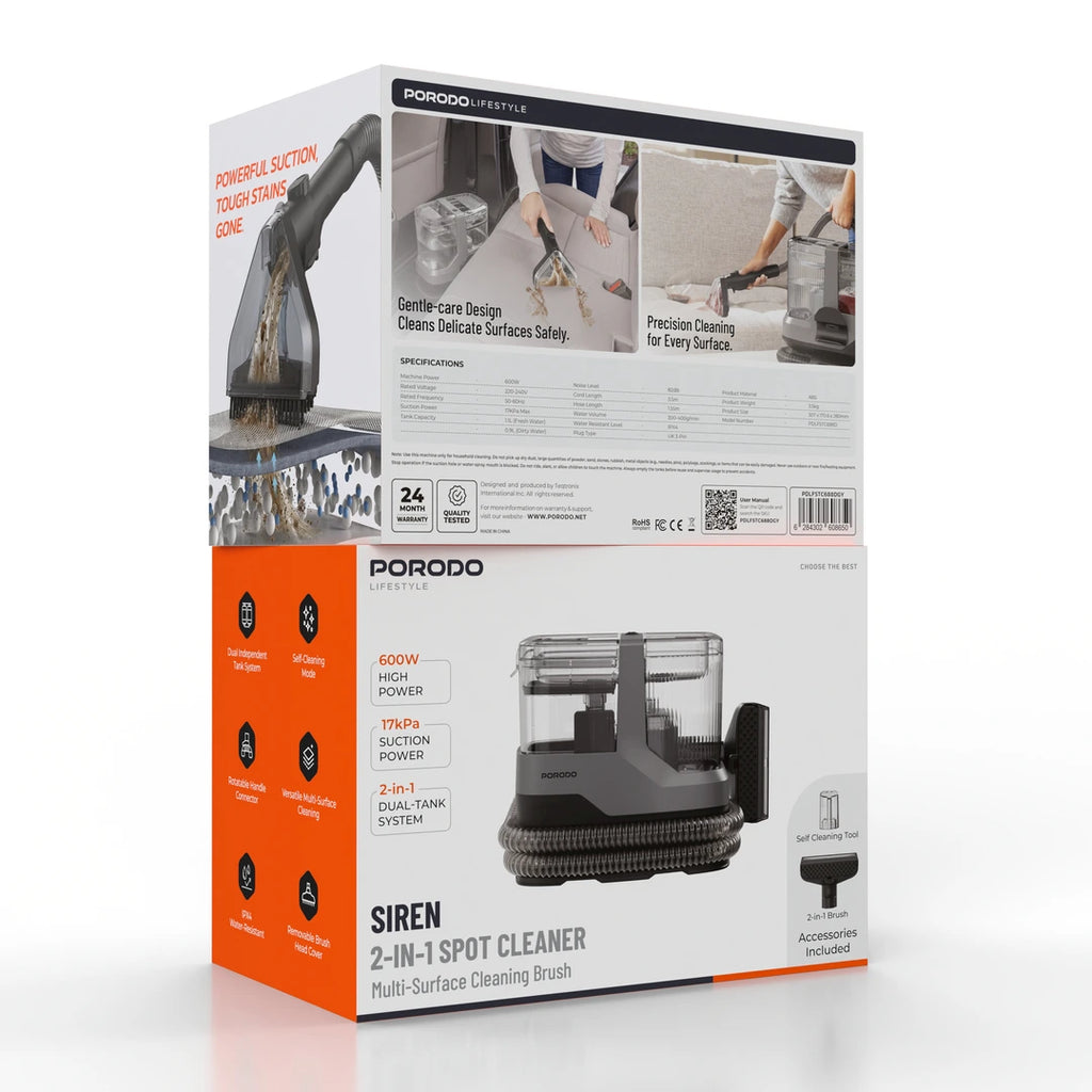 Porodo Siren spot cleaner with 2-in-1 multi-surface brush Qatar