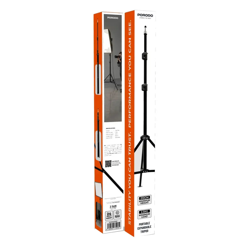 Porodo expandable photography light stand Qatar folded for storage and transport