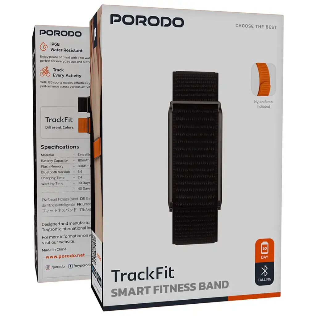 Porodo TrackFit Smart Fitness Band IP68 Waterproof 120+ Sports Modes