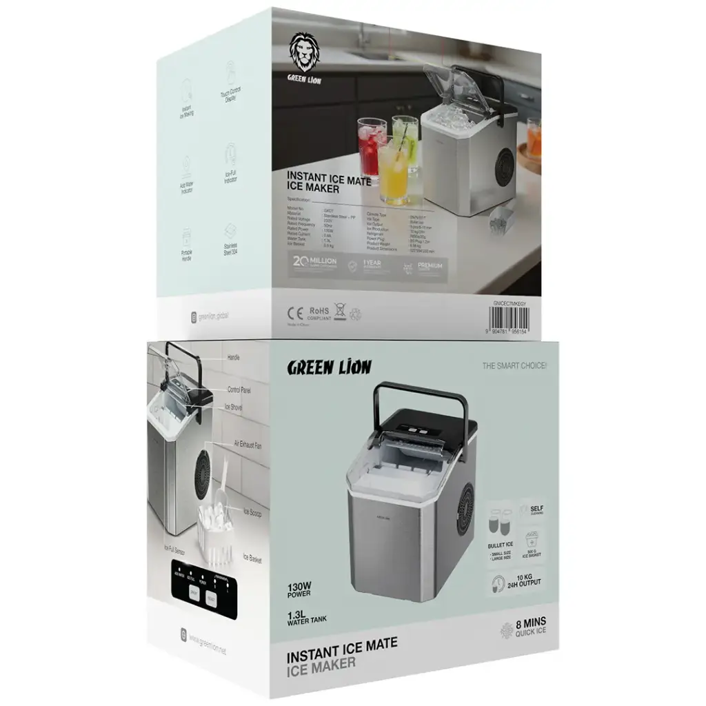 Portable ice maker Qatar Gray Green Lion machine side view