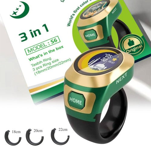 Smart Tasbih Ring S6 Qatar 3-in-1 digital Zikr counter