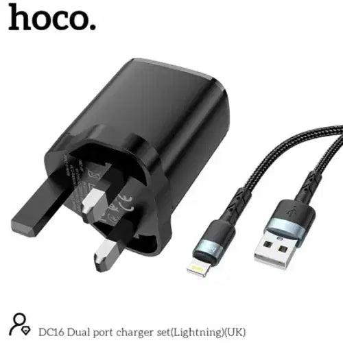 buy dual port charger Qatar with Type-C cable front view