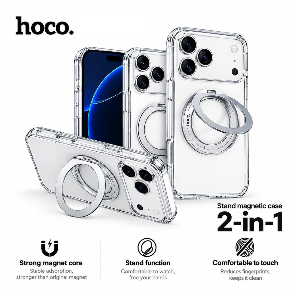 Hoco DAS1 Magnetic Rotating Case for iPhone 18 Pro Max / 17 Pro Max - Transparent