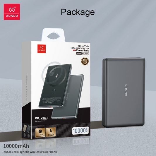 magnetic wireless power bank Qatar black 10000mAh front view